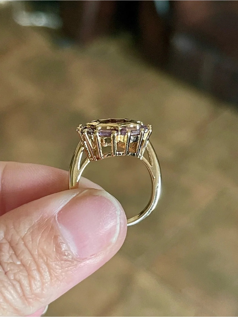 Rose Gold Purple Halo Statement Ring